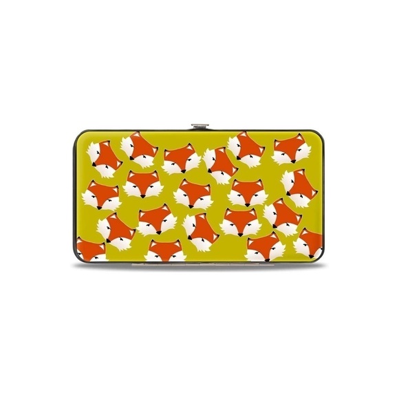 Buckle-Down womens Buckle-down Hinge - Fox Face Scattered Warm Olive Wallet - Picture 1 of 4